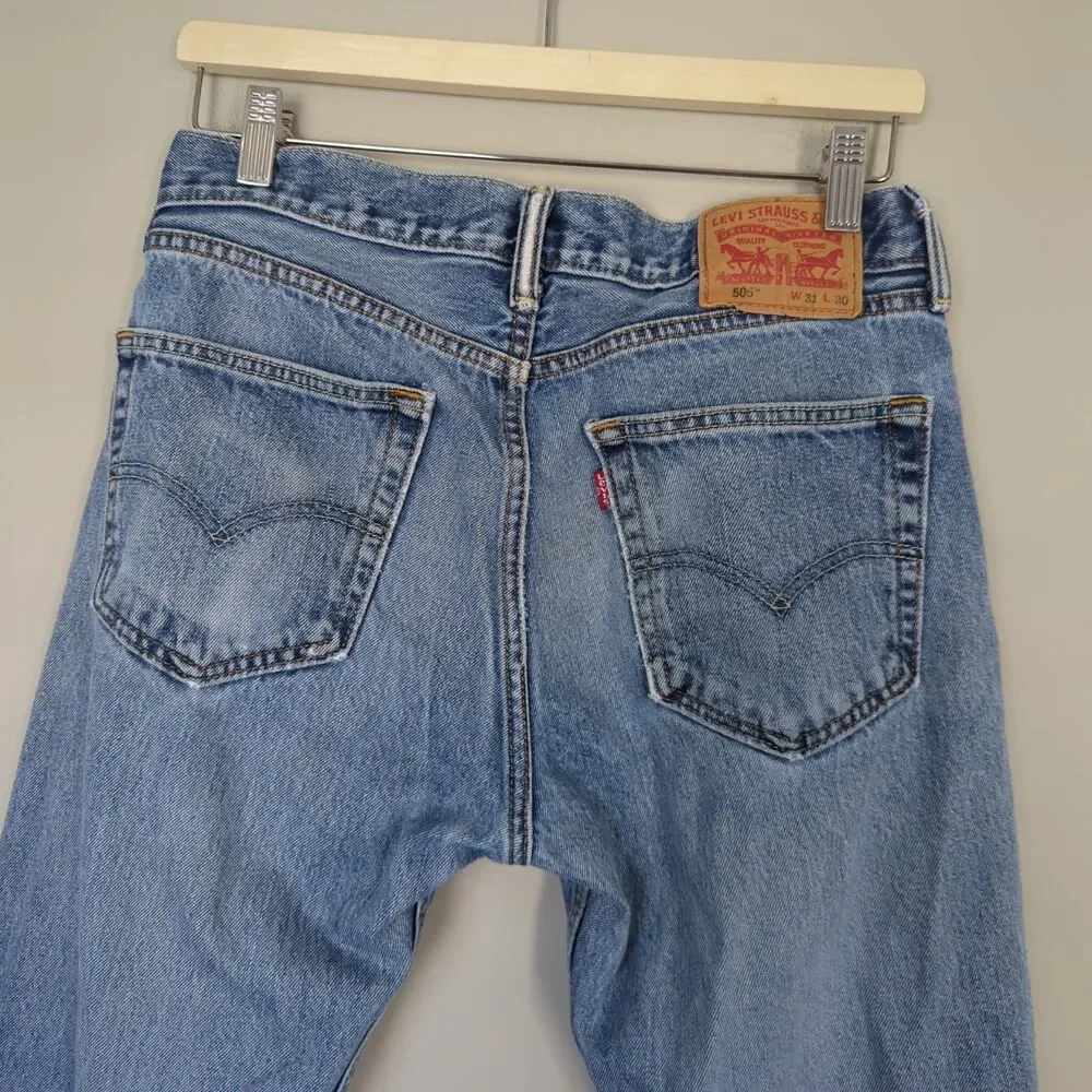 Levi's Men's 505 Light Wash Distressed Jeans Size 31x30